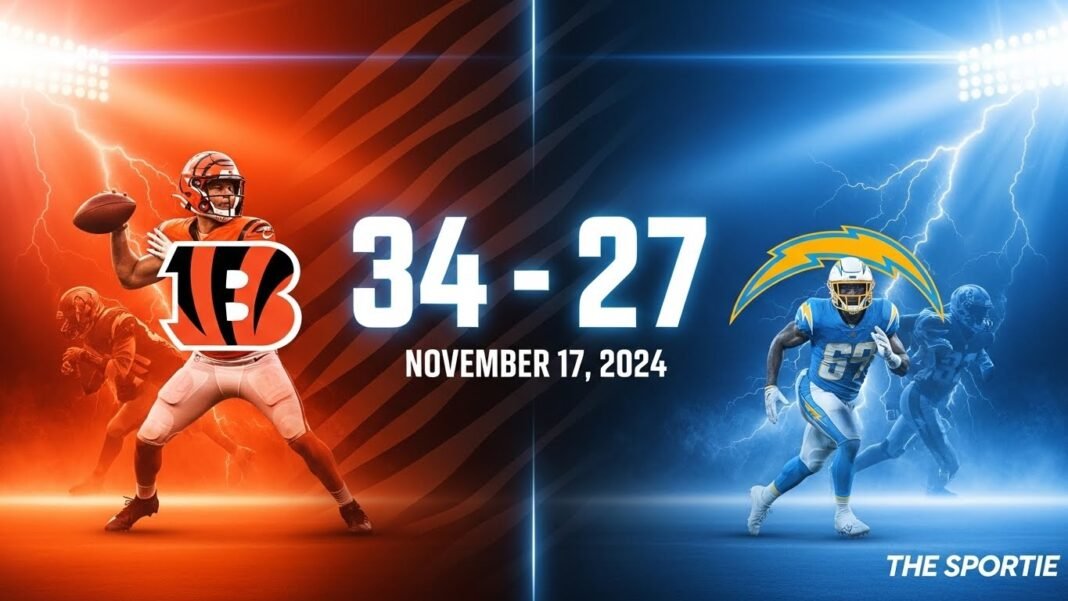 Cincinnati Bengals vs Los Angeles Chargers Match Player Stats (Nov 17, 2024)